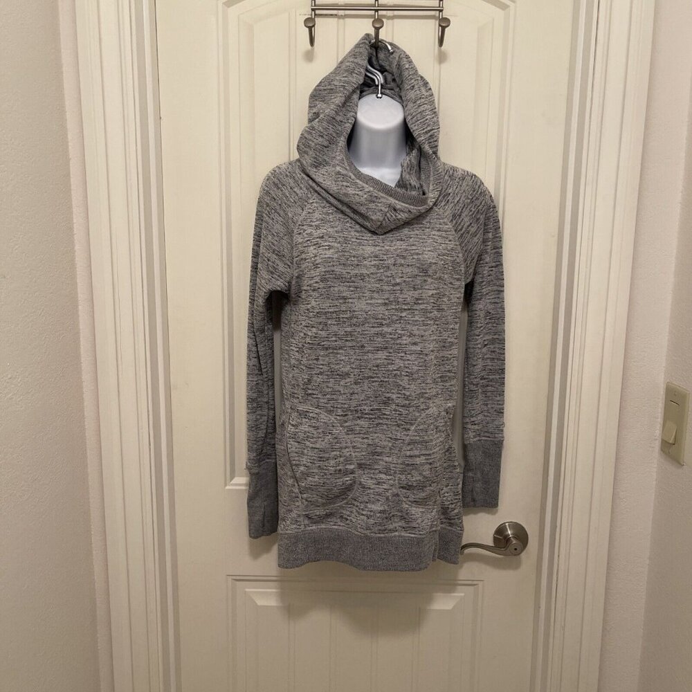 90 Degree by Reflex Butter Heather Gray Fleece Pullover Long Hoodie Size XS